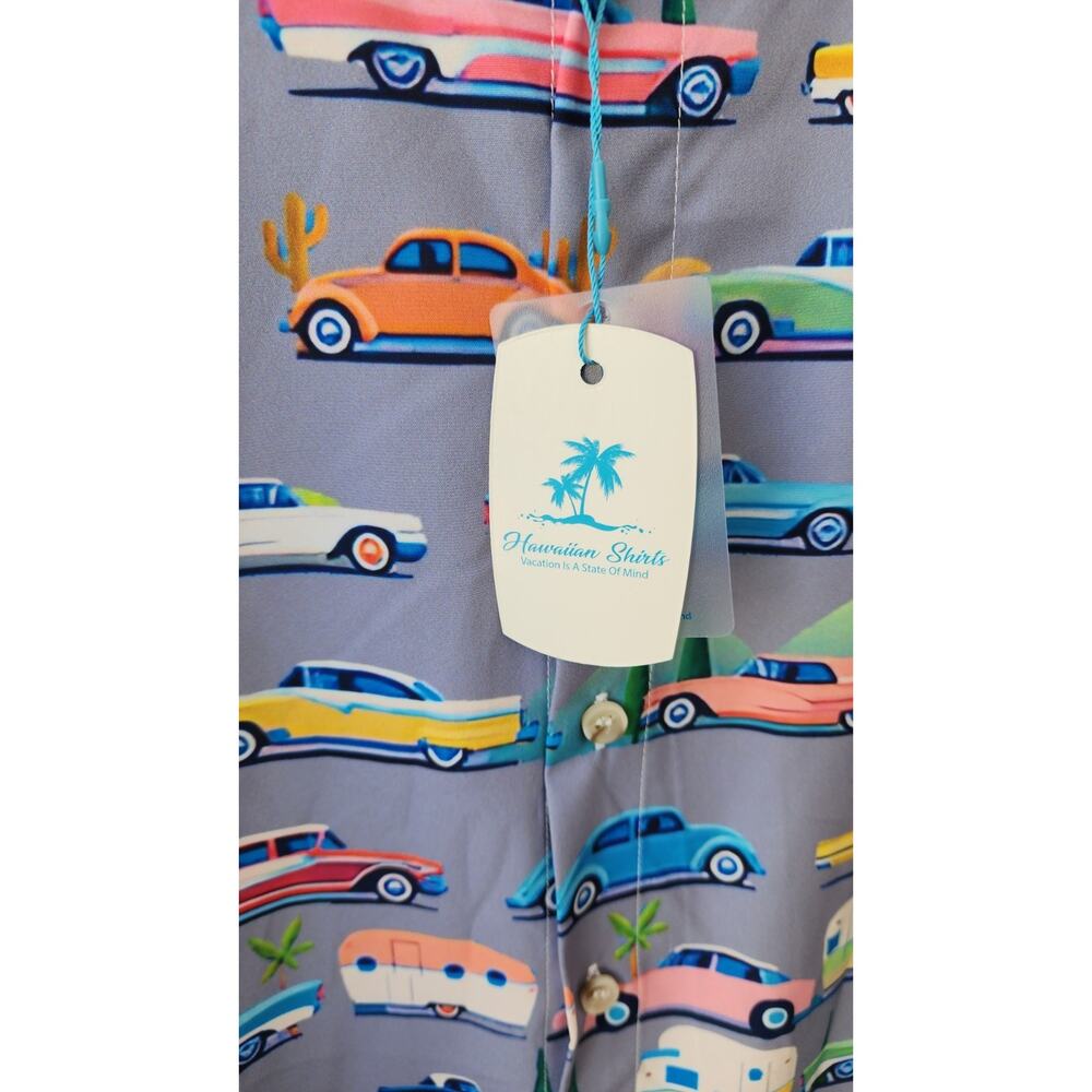 Vacation is a State of Mind Hawaiian Shirts MCM Car Trailer Button Down NWT XL - Picture 2 of 4